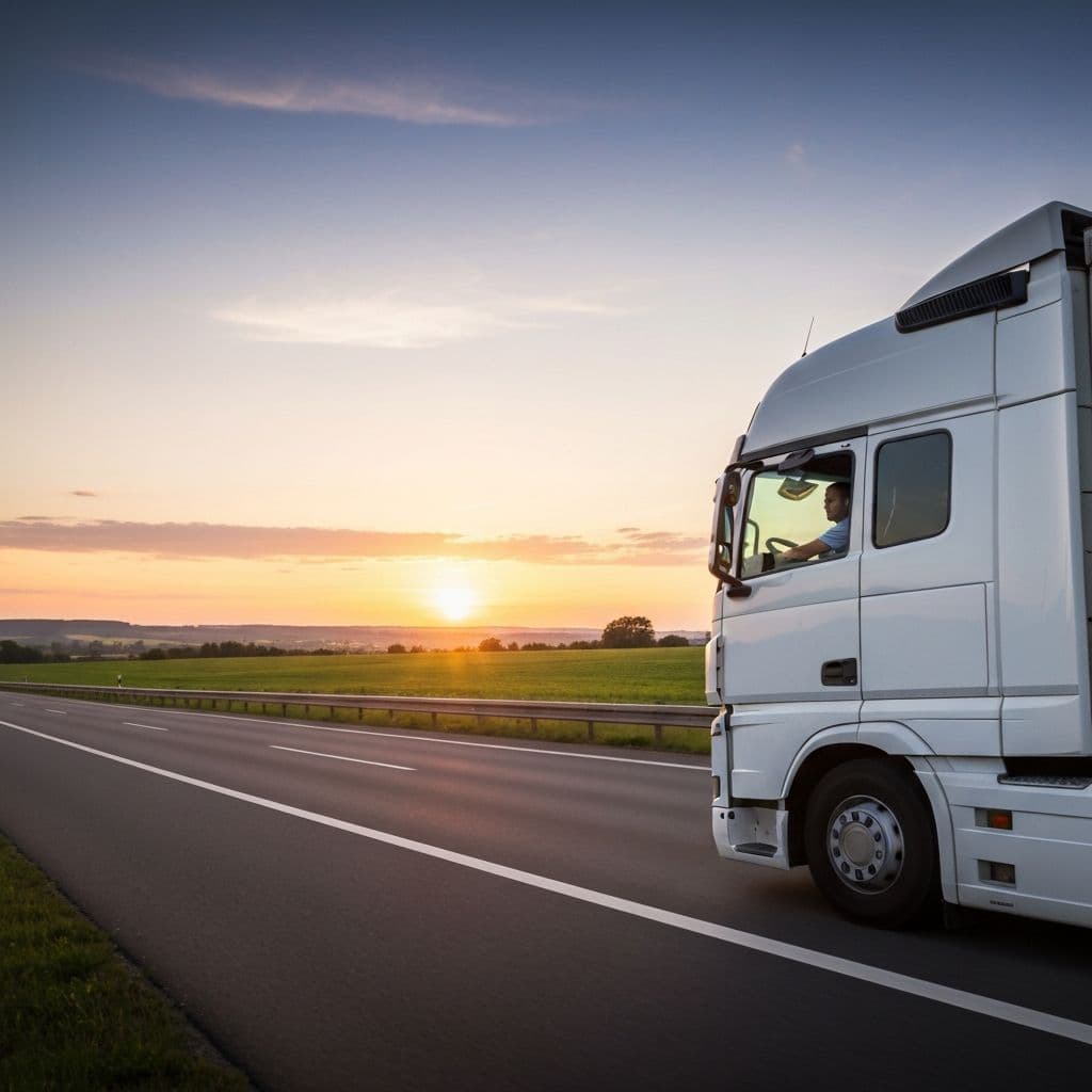 Professional truck on a European highway